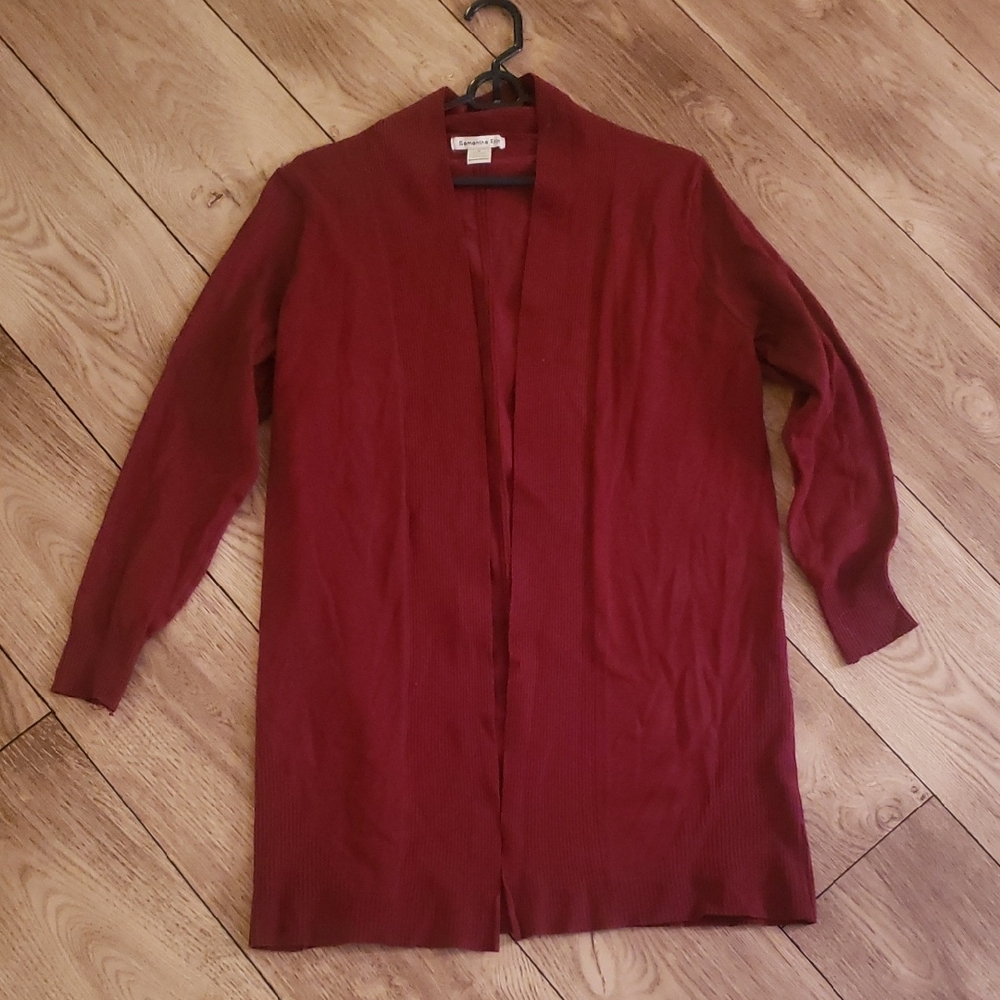 Elegant Burgundy Open-Front Cardigan